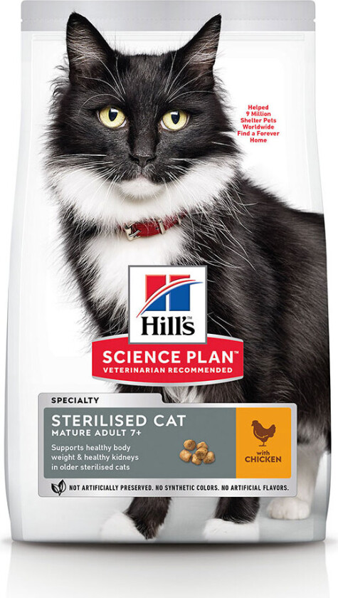 Hill's Science Plan Cat Mature Adult 7+ Sterilised Kylling (10 kg)