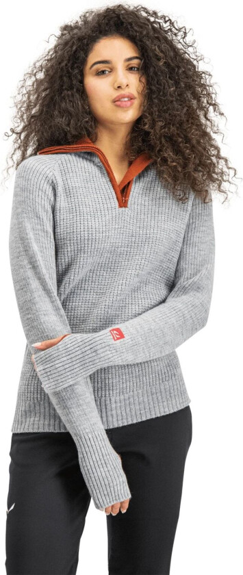 Rav Sweater w/Zip Unisex, S, Grey Melange/Arabian Spice