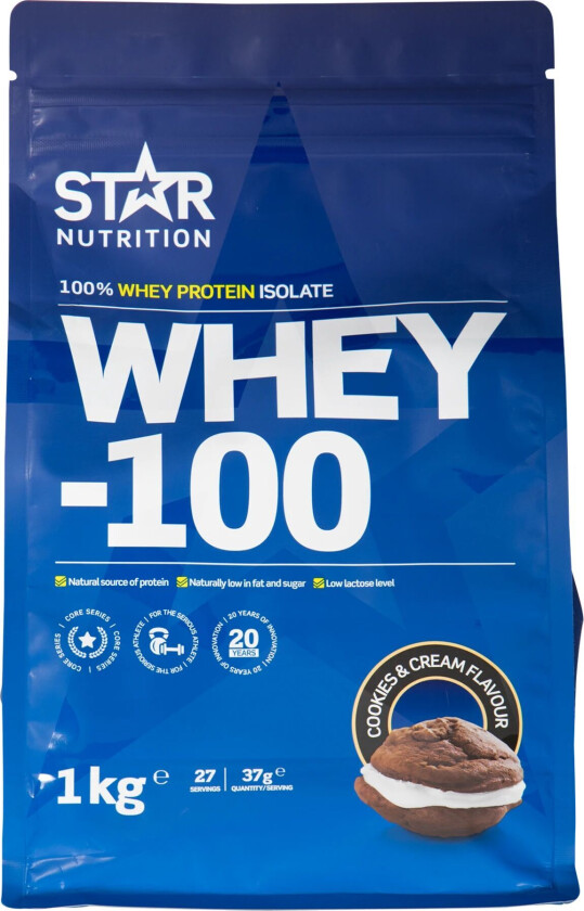 Star Nutrition Whey 100, myseproteinisolat Cookiesandcream