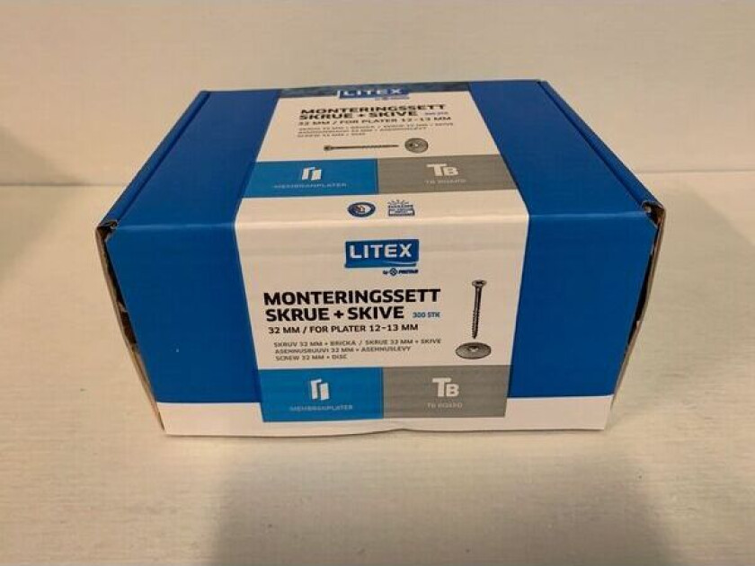 32mm Skrue M/skive Eske 300 Stk Til Membranplate 13mm