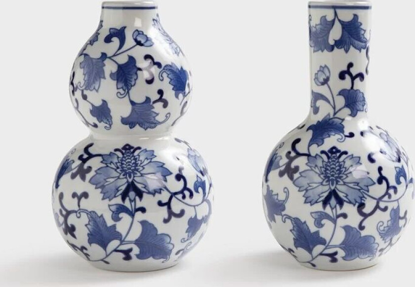 Dutch delight Vase stor 2-pk Hvit-blå