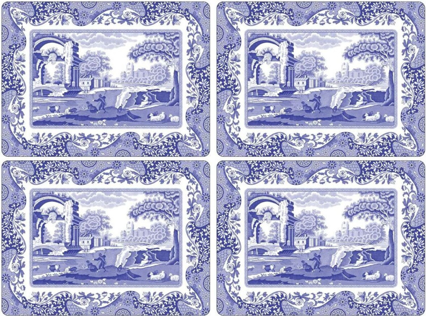 Blue Italian bordbrikker 4-pakning Blå-hvit