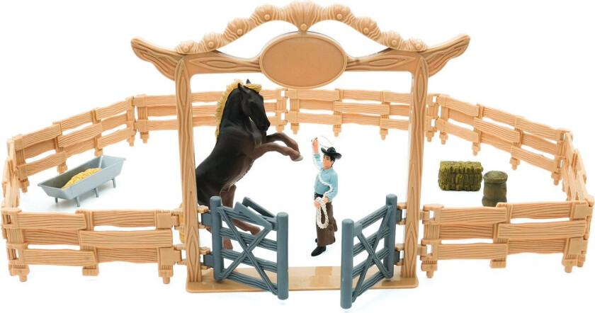 - Western animal enclosure with cowboy - Farm life, 14 pieces (MJ-380064)