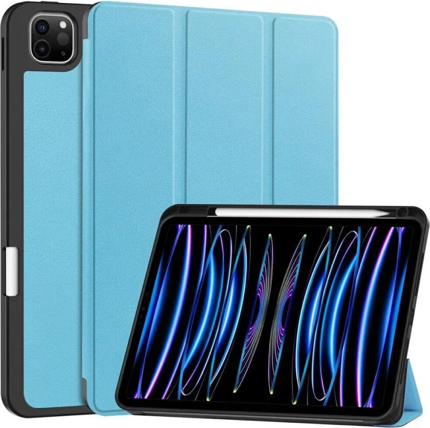 iPad Pro 11" (2024) Tri-Fold Kunst Skinn Deksel med Apple Pencil Holder - Blå