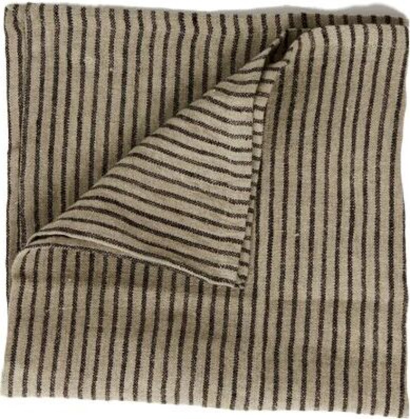 Stripe linserviett 45x45 cm Svart-sand