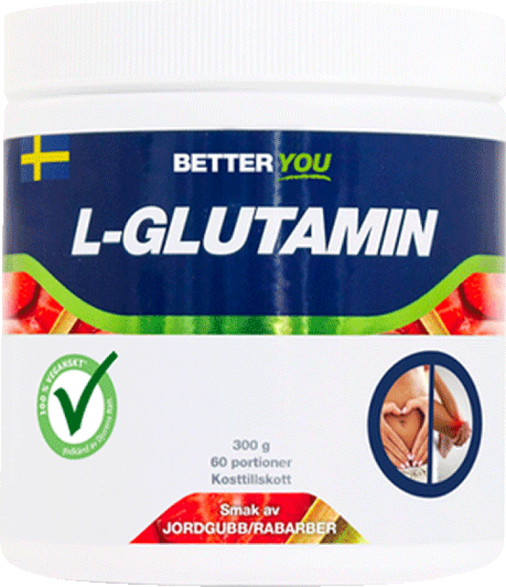 Bilde av Naturlig L-Glutamin 300 g Jordbær/Rabarbra
