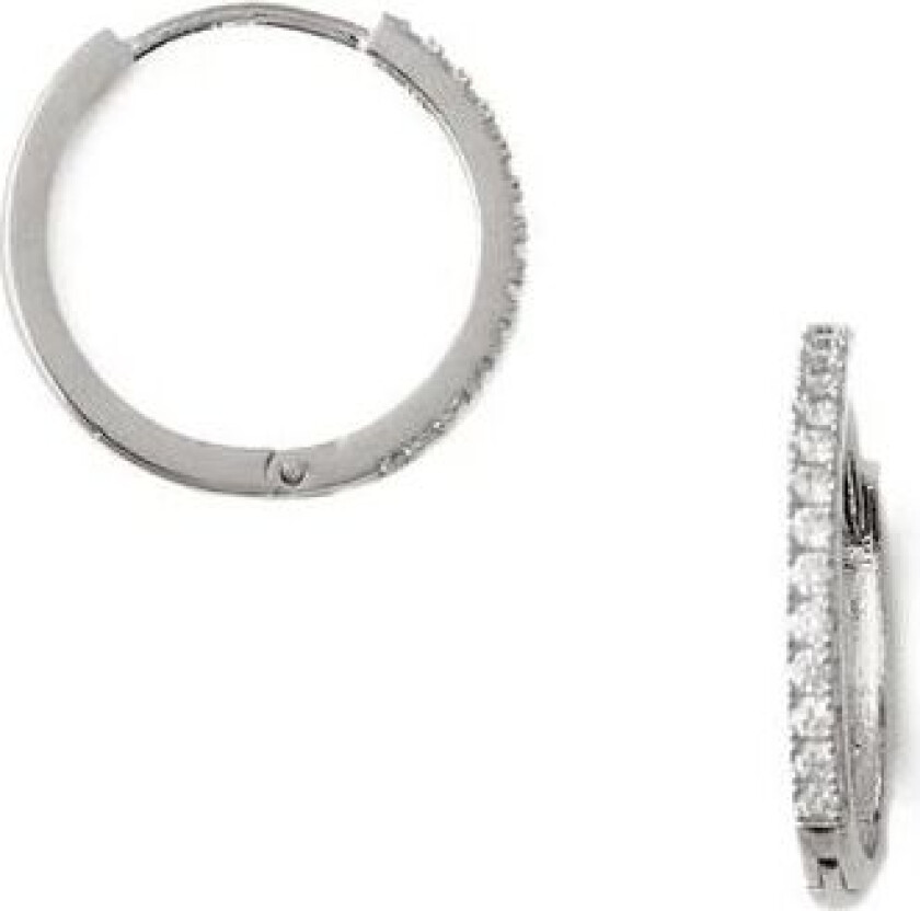 Pave Huggie Hoops 17mm - Silver One Size