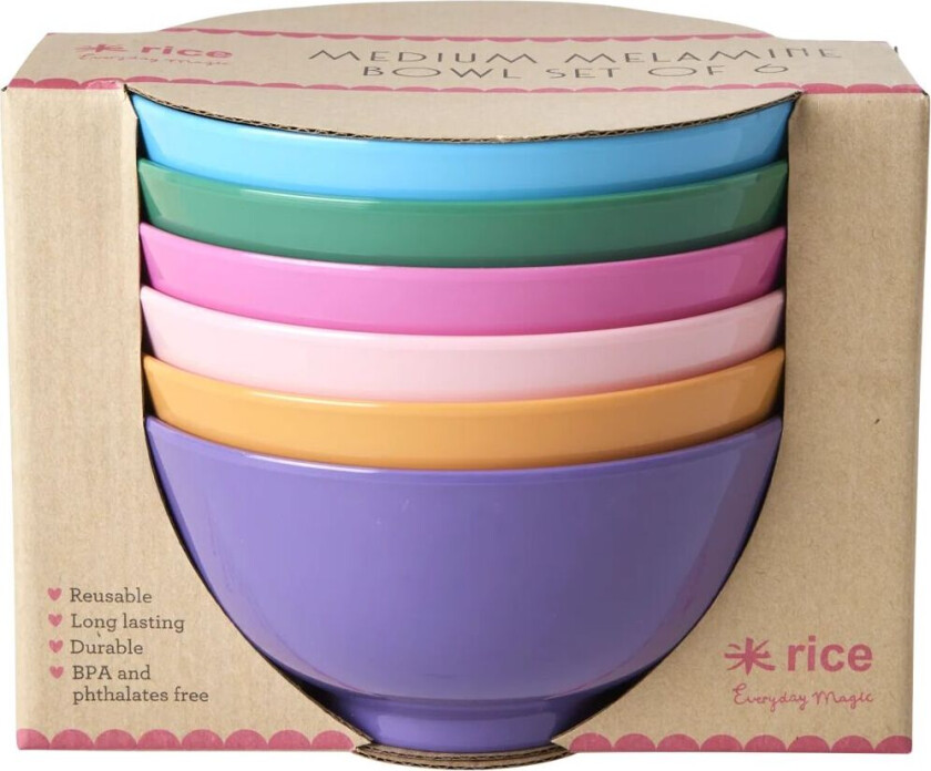 Rice melaminskål medium Ø 15 cm 6 deler Multi