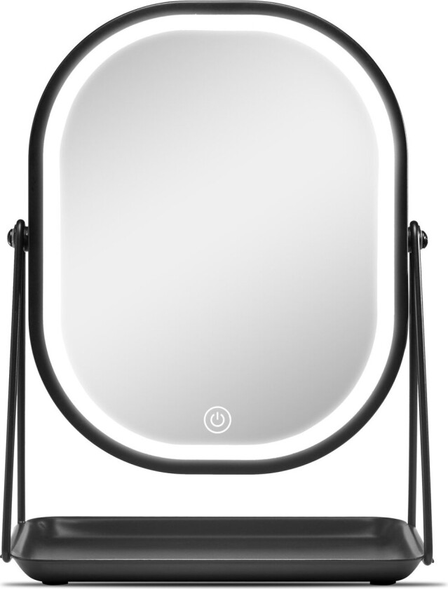 Bordspejl m/LED lys og bakke - Sort