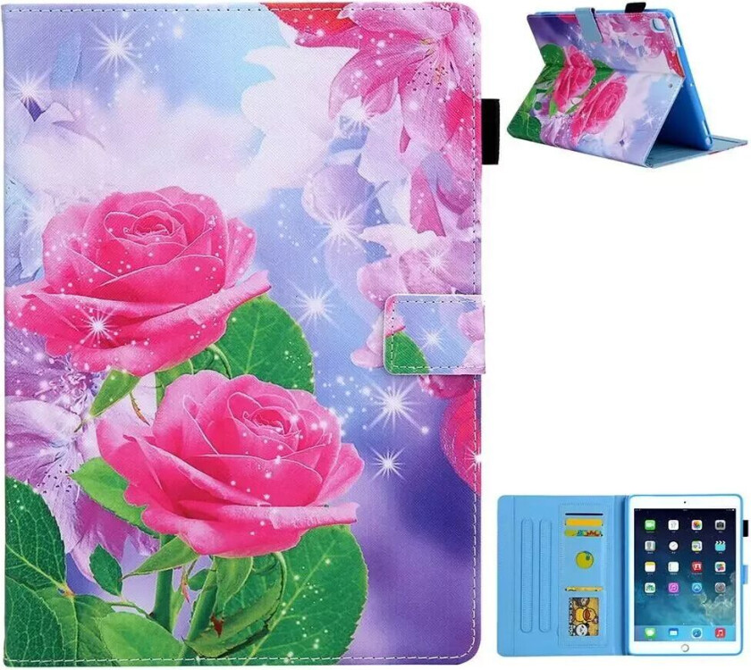 iPad 9.7 (2018-2017) / iPad Air / iPad Air 2 PU Skinndeksel m. Stand - Roser