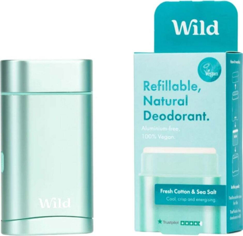 Wild Aqua Case And Fresh Cotton & Sea Salt Dedorant Startpakke 40g