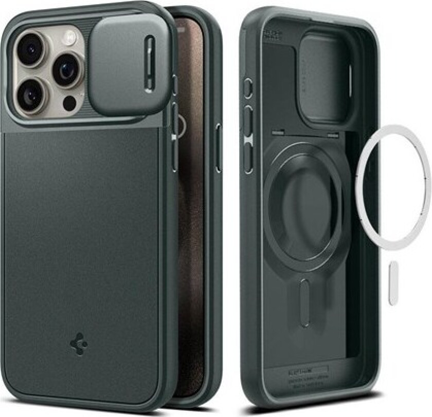 iPhone 15 Pro Optik Armor Deksel - MagSafe Kompatibel - Abyss Green