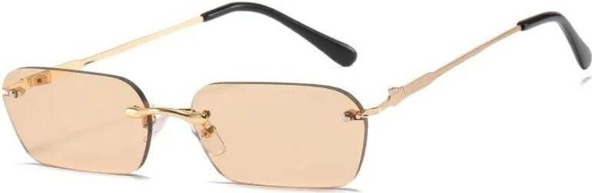 Glamorøse ovale solbriller fra 90-tallet i gull og beige for kvinner