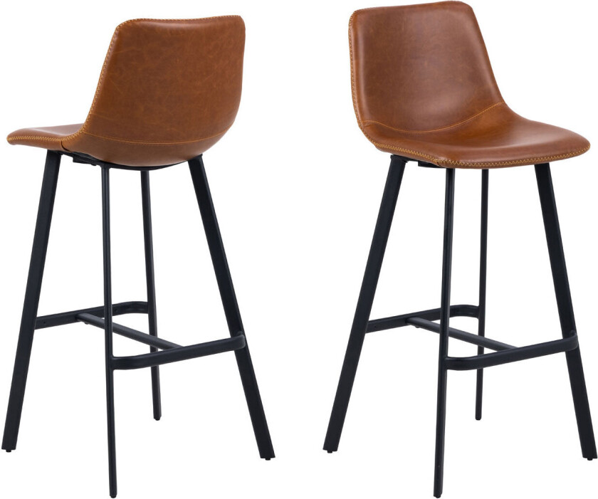 barstol med beige kontrastsøm, brun, svart.