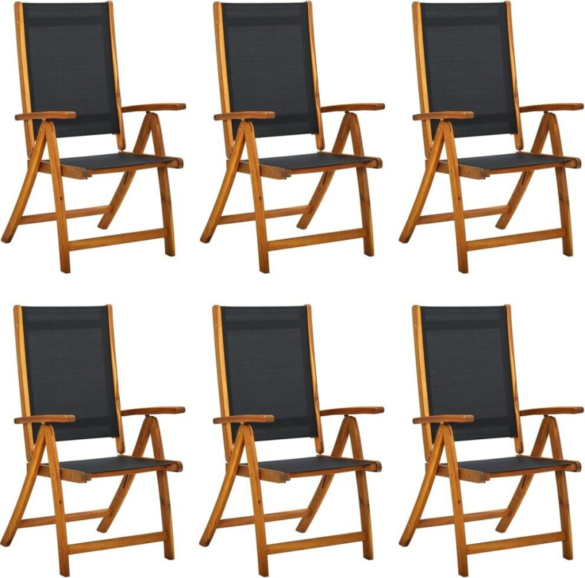 Sammenleggbare hagestoler 6 stk heltre akasie og textilene