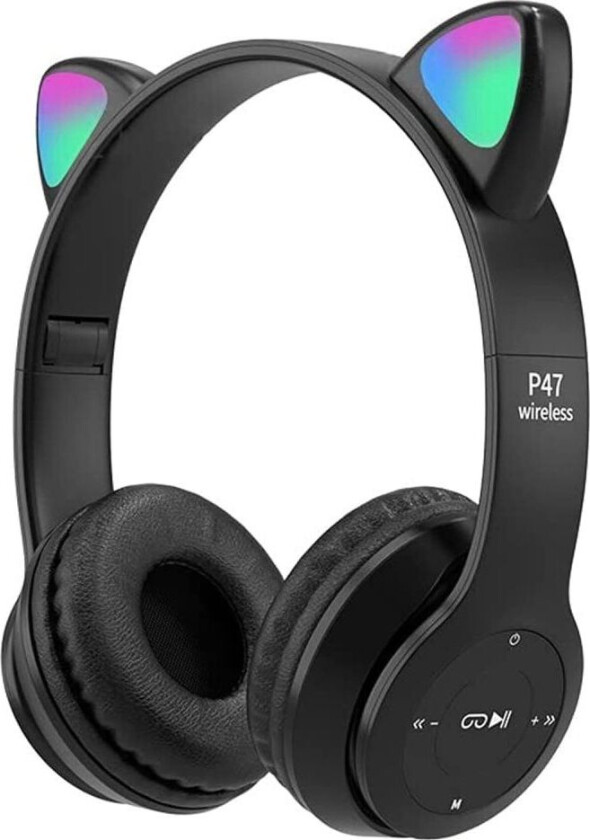 Sammenleggbare Bluetooth-hodetelefoner med katteører