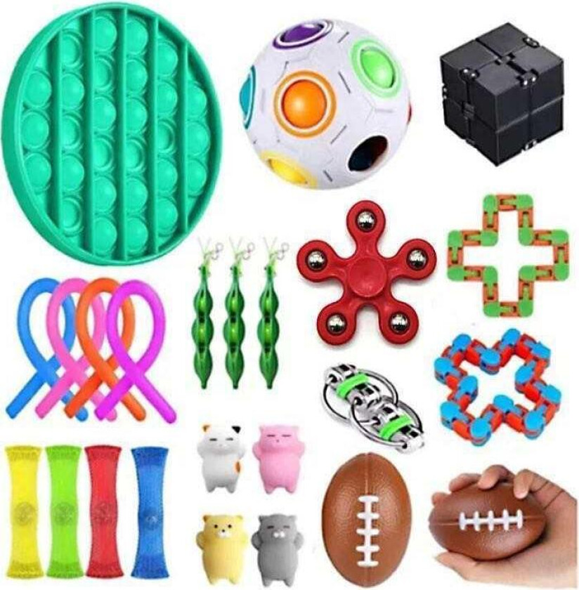 PRO 24 st. Fidget Pop it Toys Set-pakke for barn og voksne