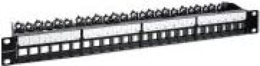 Solid stål patchpanel for 19'' RACK skap 24 porter 1U UTP Svart