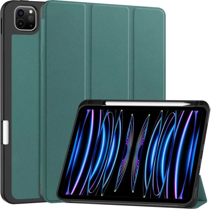 iPad Pro 11" (2024) Tri-Fold Kunst Skinn Deksel med Apple Pencil Holder - Grønn