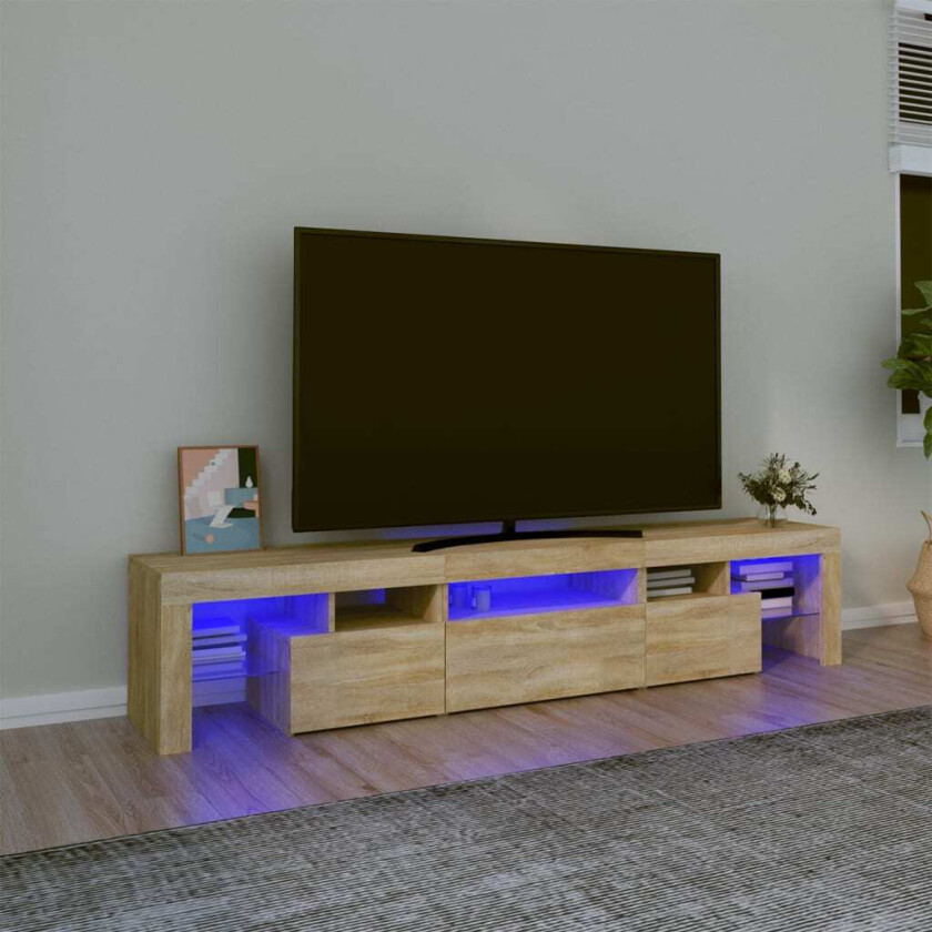 TV-benk med LED-lys sonoma eik200 x 36,5 x 40 cm