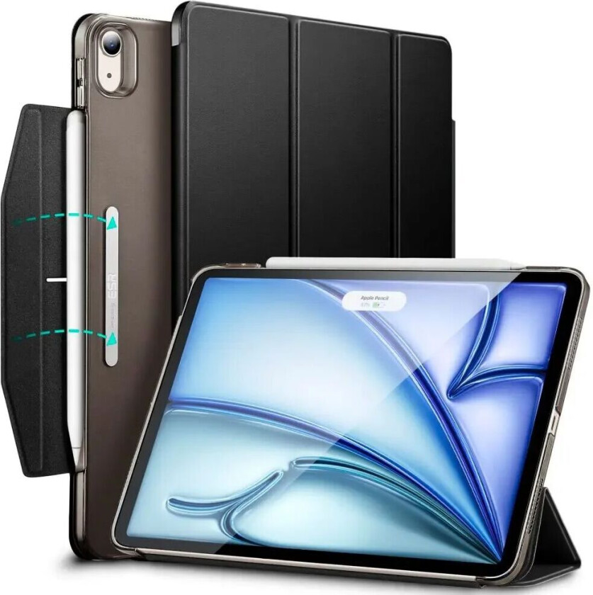 iPad Air (2022 / 2020) / Air 11" (2024) ESR Ascend Tri-Fold Flipdeksel - Kunstskinn - Svart