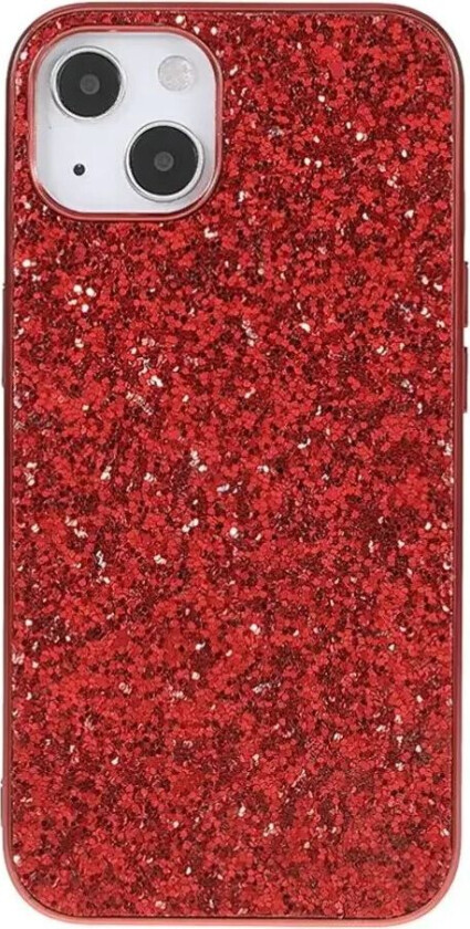 iPhone 13 Mini Glitter Hybrid Deksel - Rød