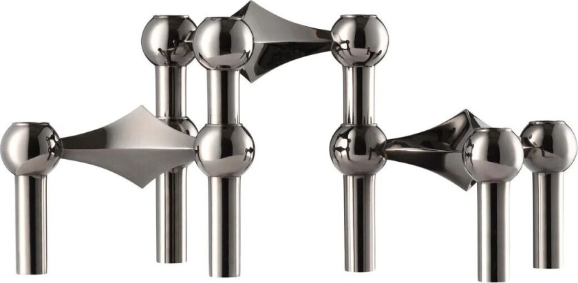 Nagel lysestake 3-pakn. Svart krom