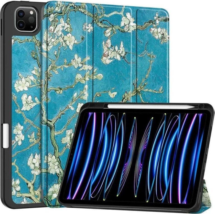 iPad Pro 11" (2024) Tri-Fold Kunstskinn Flip Deksel m. Våkne / Sove Funksjon - Blomster