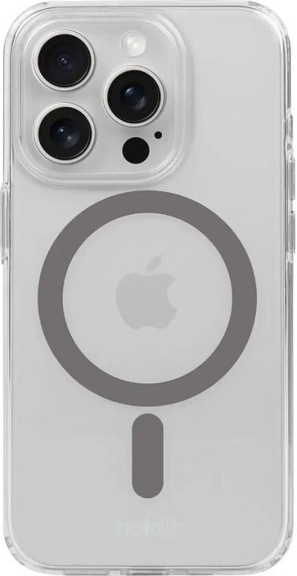 Holdit iPhone 15 Pro MagSafe Deksel - Transparent / Space Grey