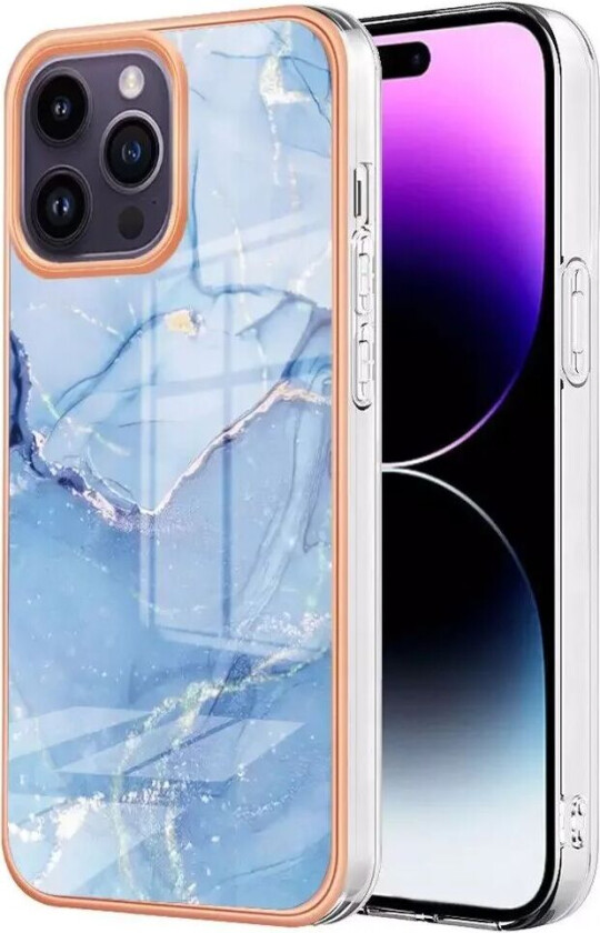iPhone 15 Pro Max Plastdeksel - Lyse Blå Marmor