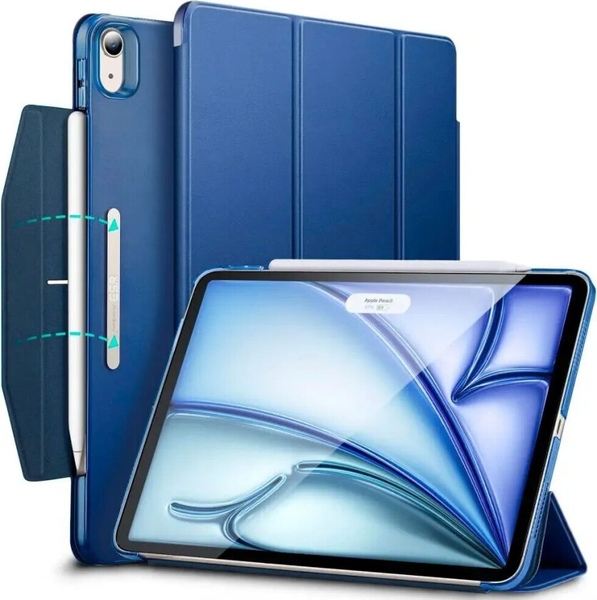 iPad Air (2022 / 2020) / Air 11" (2024) ESR Ascend Tri-Fold Flipdeksel - Kunstskinn - Mørkeblå