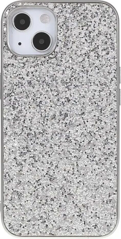 iPhone 14 Glitter Hybrid Deksel - Sølv