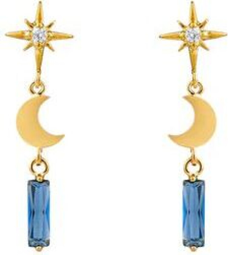 Starburst, Moon & Baguette Drop Earring - Pale Gold One Size