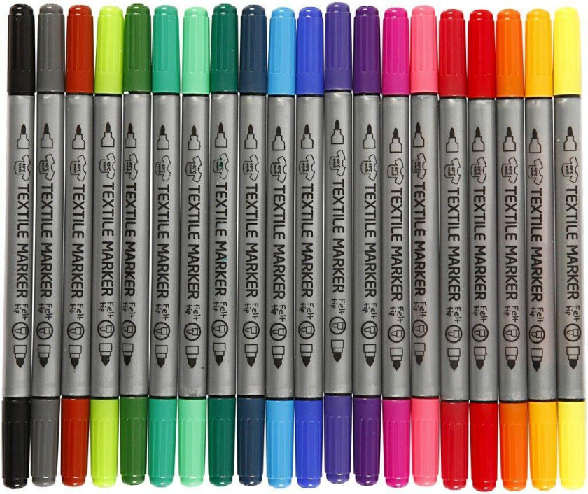 Bilde av Tekstiltusj - Standardfarger - 20 stk.