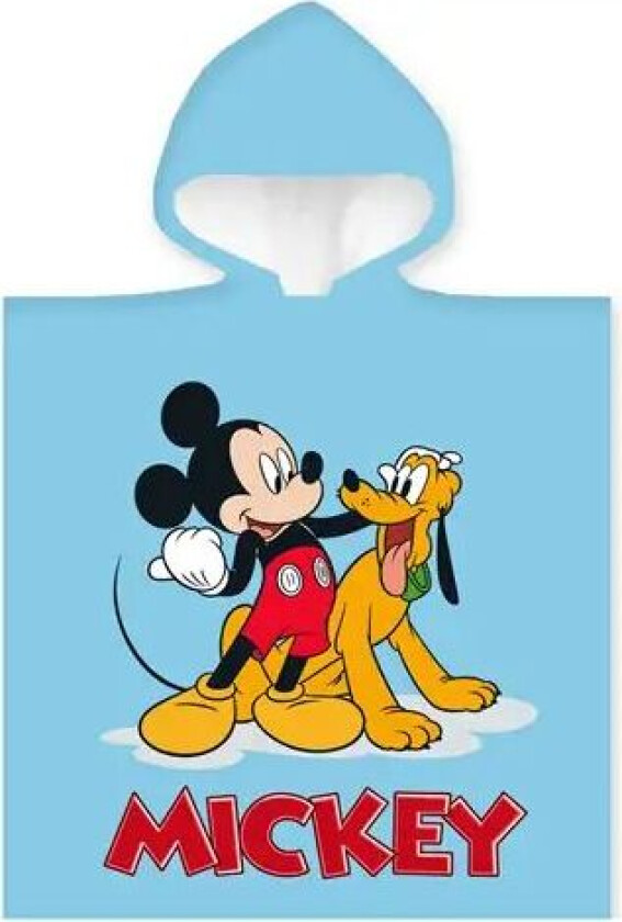 Håndkle poncho til barn - Mickey Mouse og Pluto - 50x100 cm – Deilig og myk kvalitet.