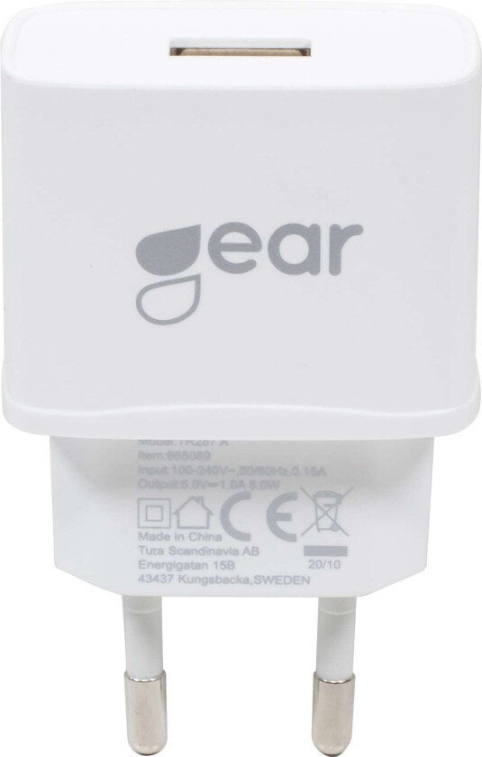 Charger 220V 1xUSB-A 1A White