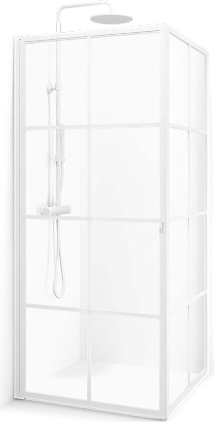 Empire Swing Dusjhjørne - med Hvit Profil / 99x99cm Klart Glass Sprosser