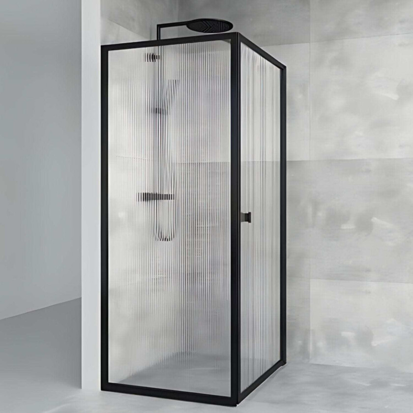Bilde av Empire Swing Dusjhjørne - med Svart Matt Profil / 125x99cm Briljant Linjeglass