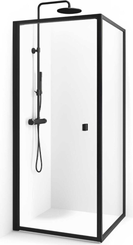 Empire Swing Dusjhjørne - med Svart Matt Profil / 79x99cm Klart Glass
