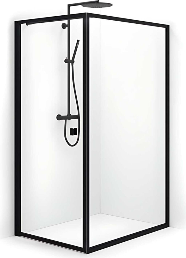 Empire Swing Dusjhjørne - med Svart Matt Profil / 125x79cm Klart Glass