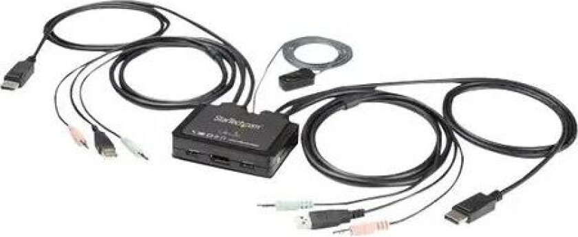 Startech 2 Port Usb 4k60hz Displayport Kvm Switch With Built-in Cables