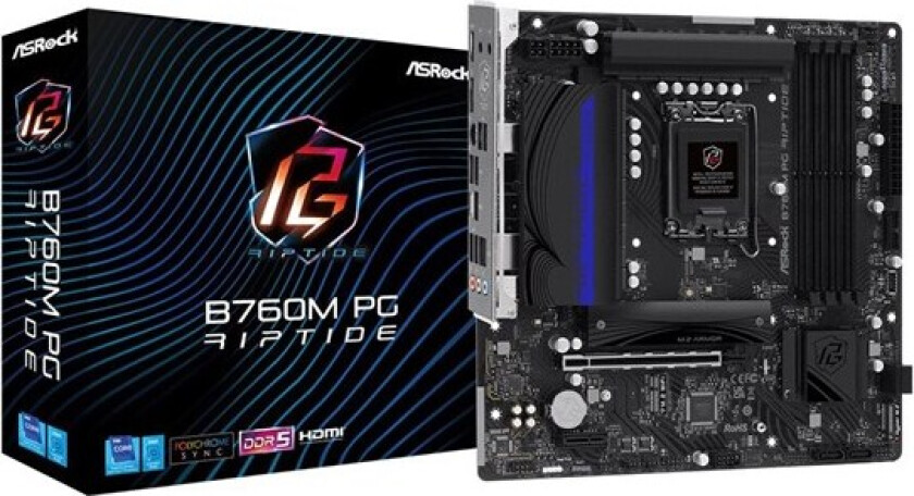 B760M PG Riptide - Hovedkort - mikro ATX - LGA1700-sokkel - B760 Chipset - USB 3.2 Gen 1, USB-C 3.2 Gen 1 - 2.5 Gigabit LAN - innbygd grafikk
