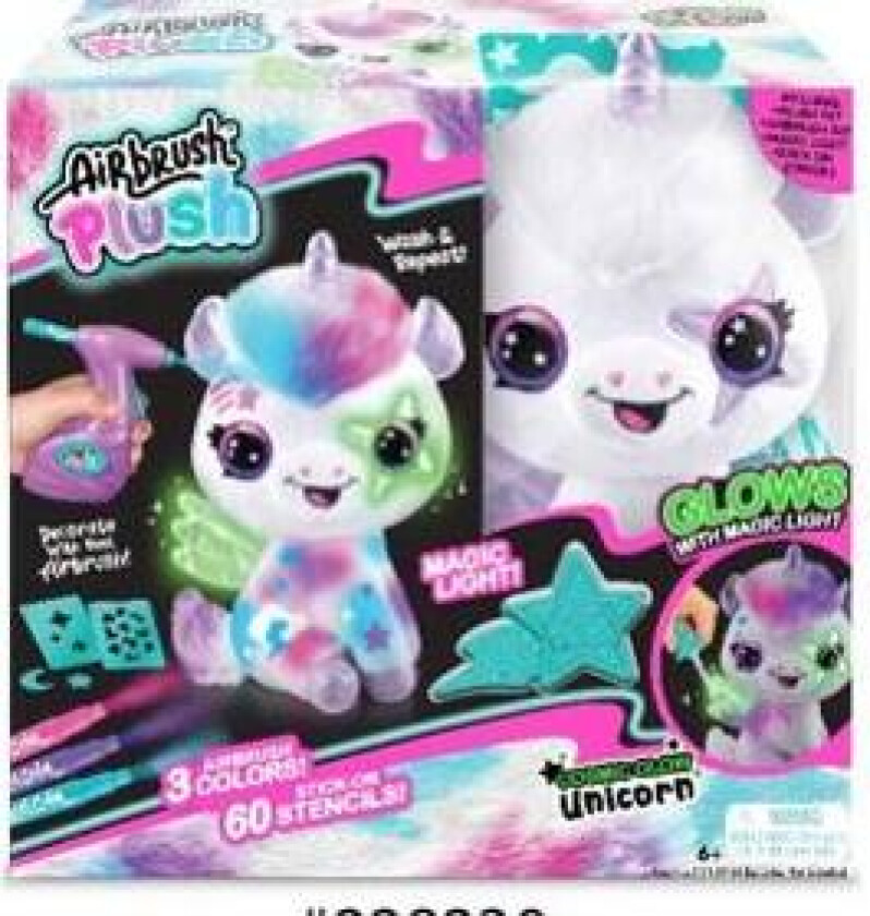 Airbrush Plush Unicorn Lyser I Mørket Airbrush Plysjbamser 287886
