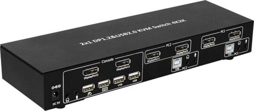 Bilde av techly 2-Port DisplayPort1.2 Dual-Monitor KVM Switch