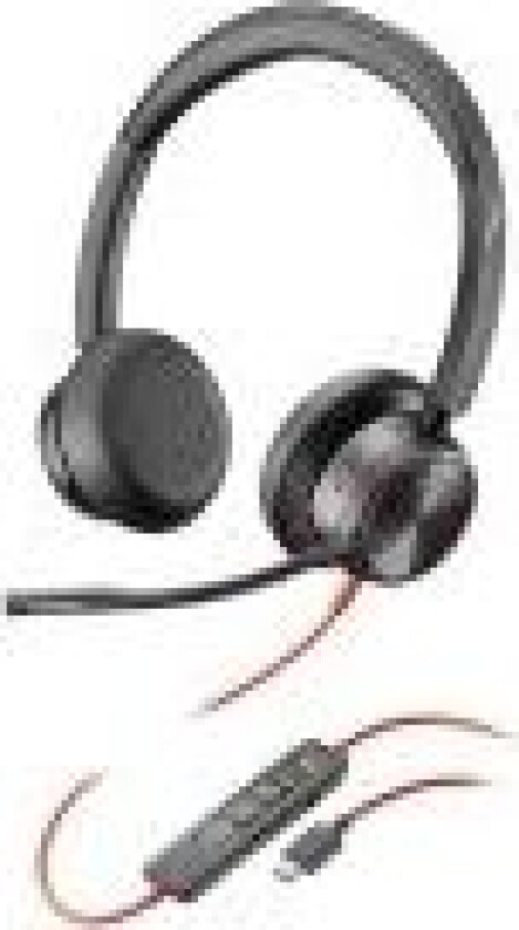 Poly Blackwire 8225 - Blackwire 8200 series - hodesett - on-ear - kablet - aktiv støydemping - USB-C - svart - Zoom Certified, UC-sertifisert