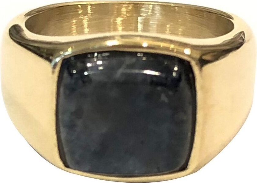 DARK Signet Ring Mini Gold With Grey Marble Size 0
