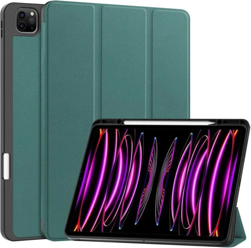 iPad Air 13" (2024) Tri-Fold Kunst Skinn Deksel med Apple Pencil Holder - Grønn