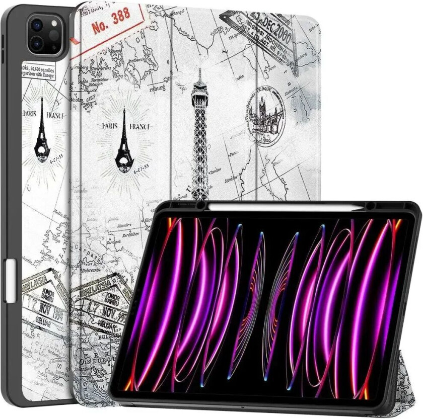 iPad Air 13" (2024) Tri-Fold Kunstskinn Flip Deksel m. Våkne / Sove Funksjon - Eiffeltårnet