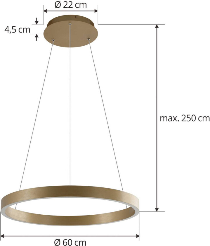 Smart LED-pendellampe Yonam, gull, 1-lys, Tuya