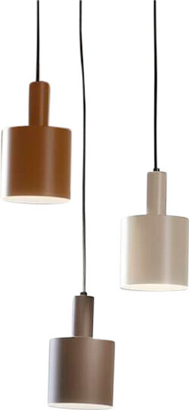 hengelampe Ovelia, svart/brun/beige, rund, 3-lys.